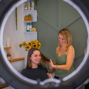 salon owner doing hair